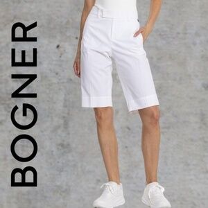 BOGNER Lara-1 Gabardine Stretch Fabric Bermuda Shorts in White NWT Size: 12